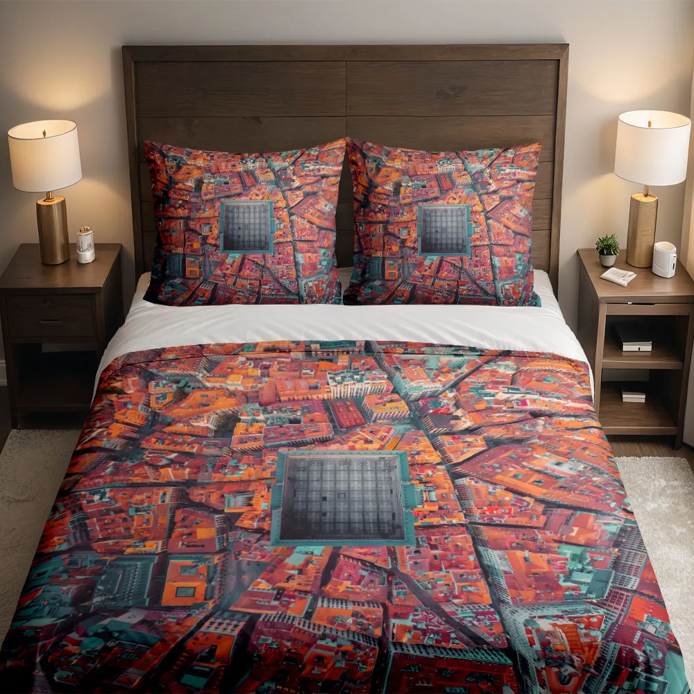 Madrid Street View Duvet Cover Set King Queen Double Full Twin Single  Duvet Cover Pillow Case Bed Linen Set