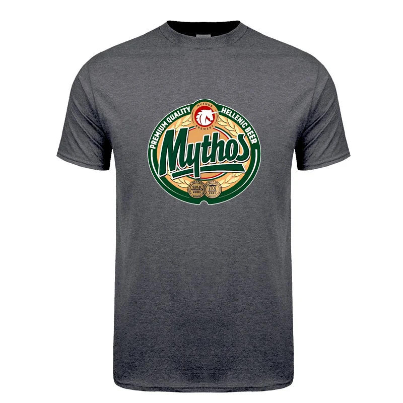 Hellenic Greek Beer Mythos T Shirt Men Casual Mythos Greek Brewery T-shirts Summer Short Sleeve Cotton Mans Cool Tops DZ-029