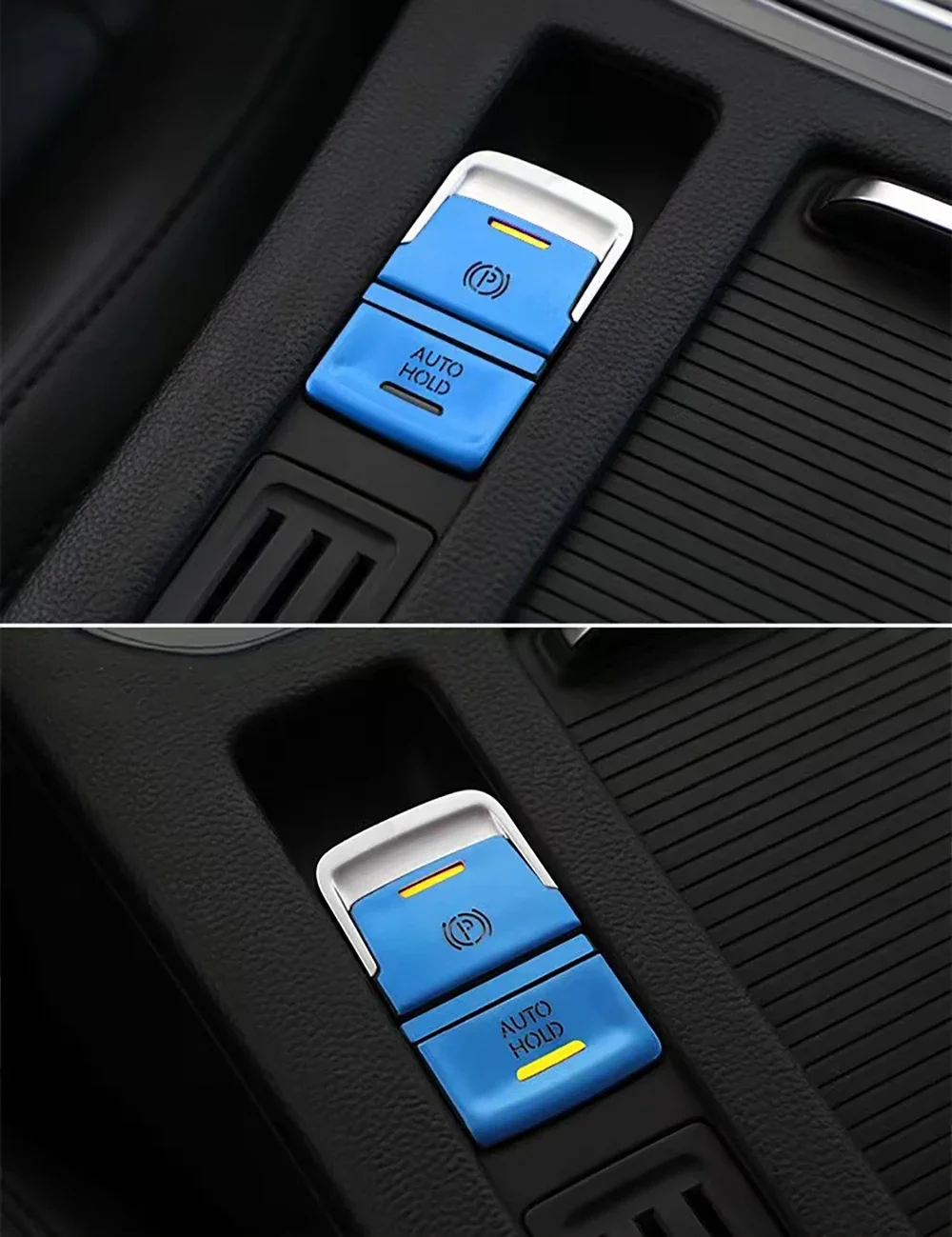 3-teiliges Set für VW Golf 7 7.5 MK7 AT 2015-2019 Auto Handbremshebel Auto Hold P Schalter Knopf Aufkleber Abdeckung Zierleiste Schutz Zubehör – Detail 3