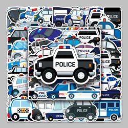 50pcs Cartoon Police Car Series Graffiti Stickers Suitable for Helmets Desktop Wall Decoration DIY Sticker Pack Wholesale