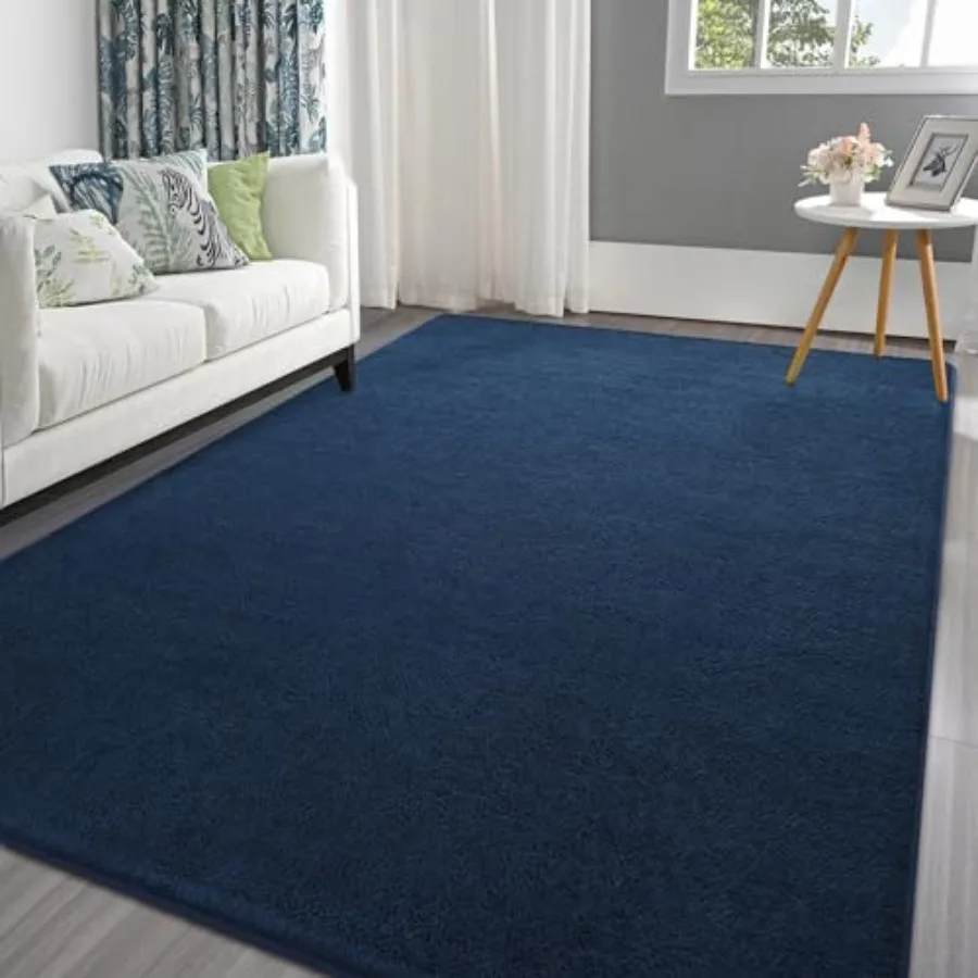 

Area Rugs for Bedroom Living Room 6x9 Navy Blue Thickened Memory-Foam Indoor Carpets Modern Aesthetic Minimalist Super Soft Com
