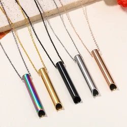 Stainless Steel Men Women Personalized Column Pendant Necklace Reduce Stress Meditation Hip Hop Relieve Anxiety Stress Couple