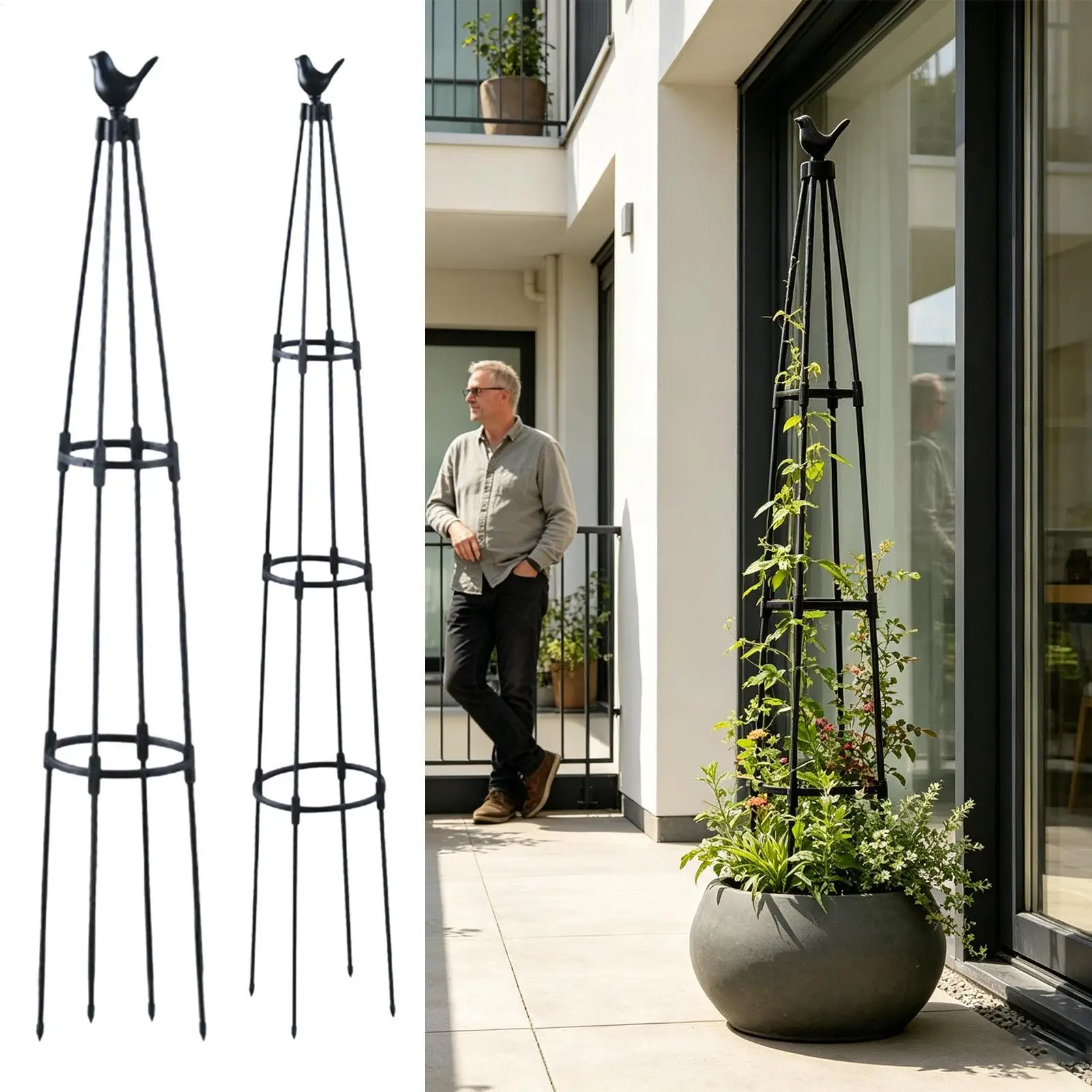 Rustproof Plant Trellis Climbing Vine Support Cage Vertical Tomato Cucumber Pea Grow Tower Sturdy Garden Stand for Courtyard