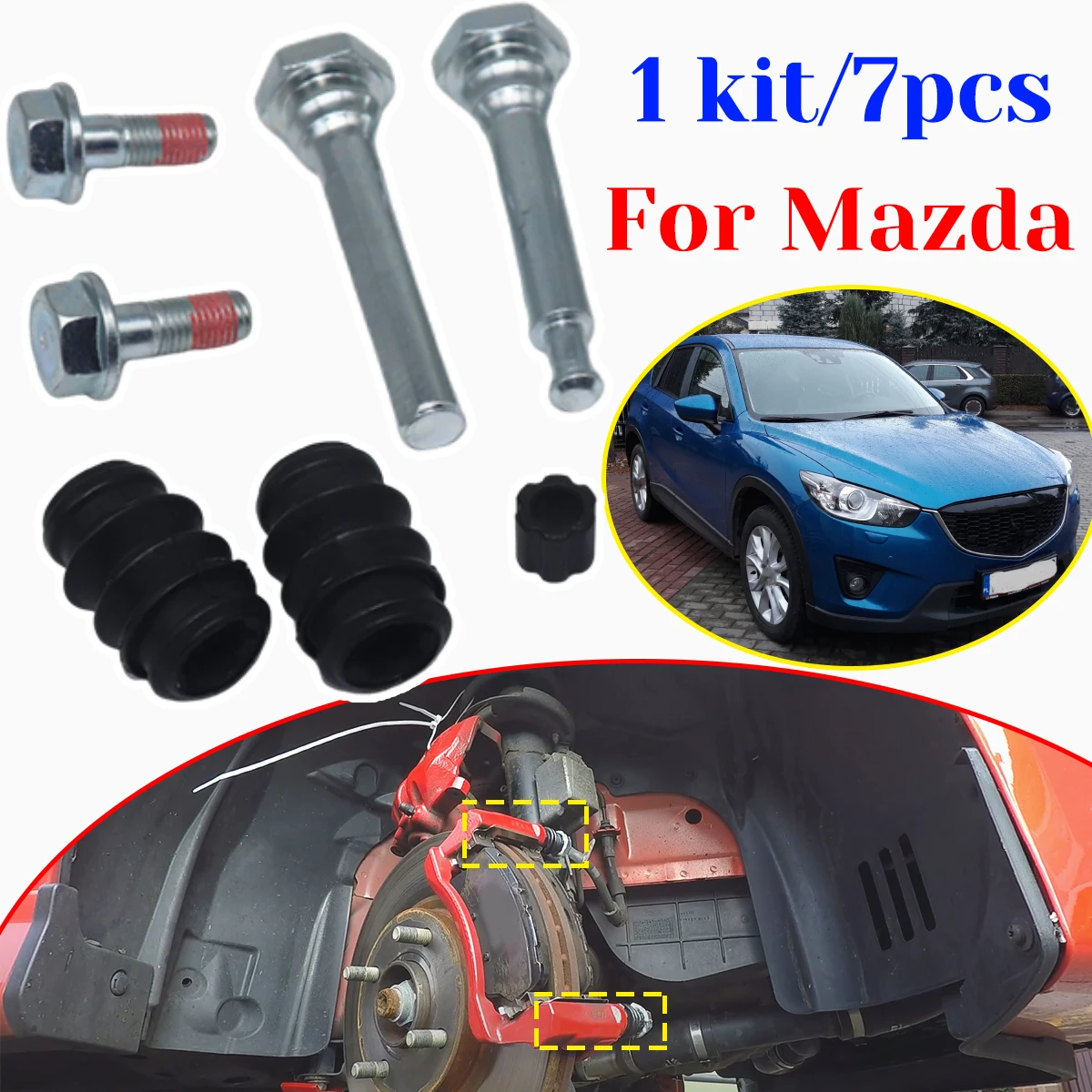 

For Mazda CX-5 2011-2024 Rear Brake Caliper Slider Guide Pin Bolt LeftRight Disc Housing Bellows Sleeve Boot Accessories Bushing