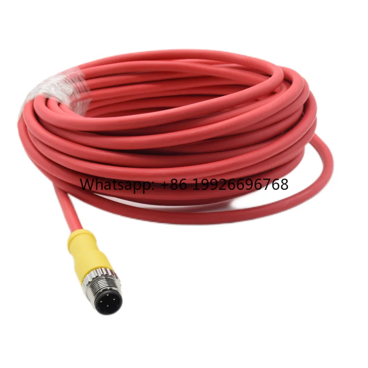 M12 Connector 4 Pin Industrial Molding Welding Cable Male Plug Waterproof Connector