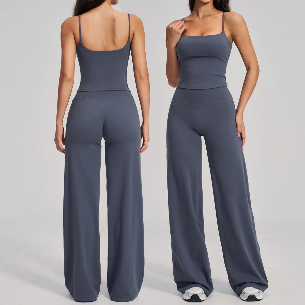New 2PCS Yoga Set Gym Fitness Suit Woman Quick Drying Push Up Loose Casual Sports Vest Wide Leg Pants Tracksuit Workout Yoga Set