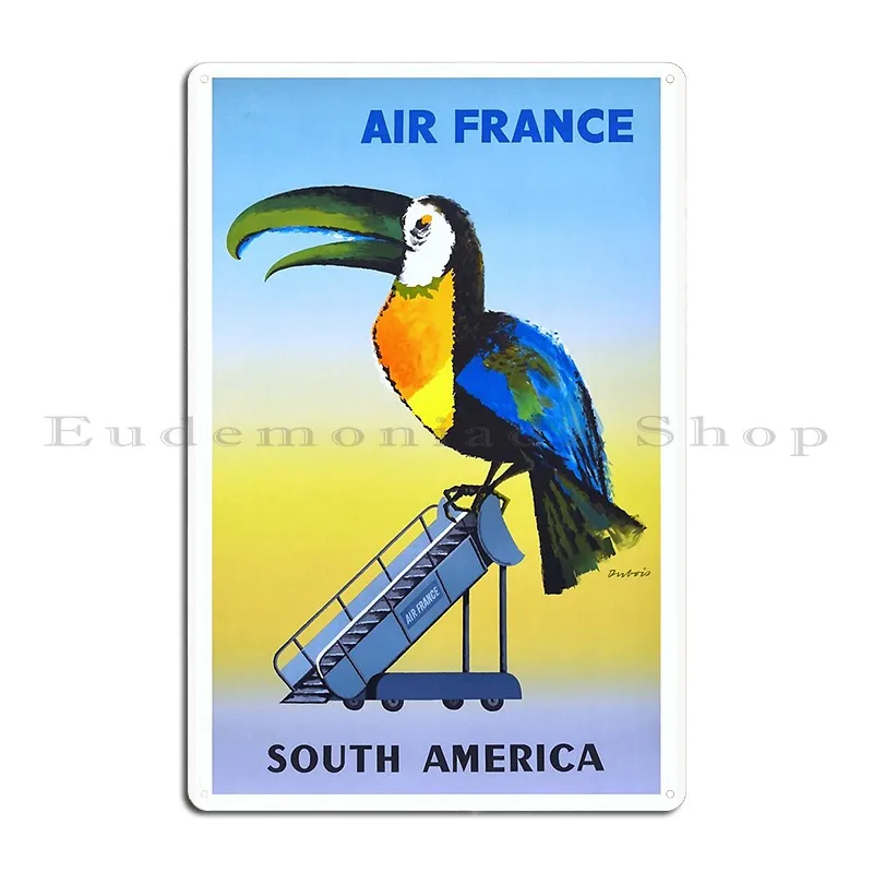 1956 Air France South America Toucan Travel Poster Metal Signs Club Custom Pub Mural Designing Wall Mural Tin Sign Poster