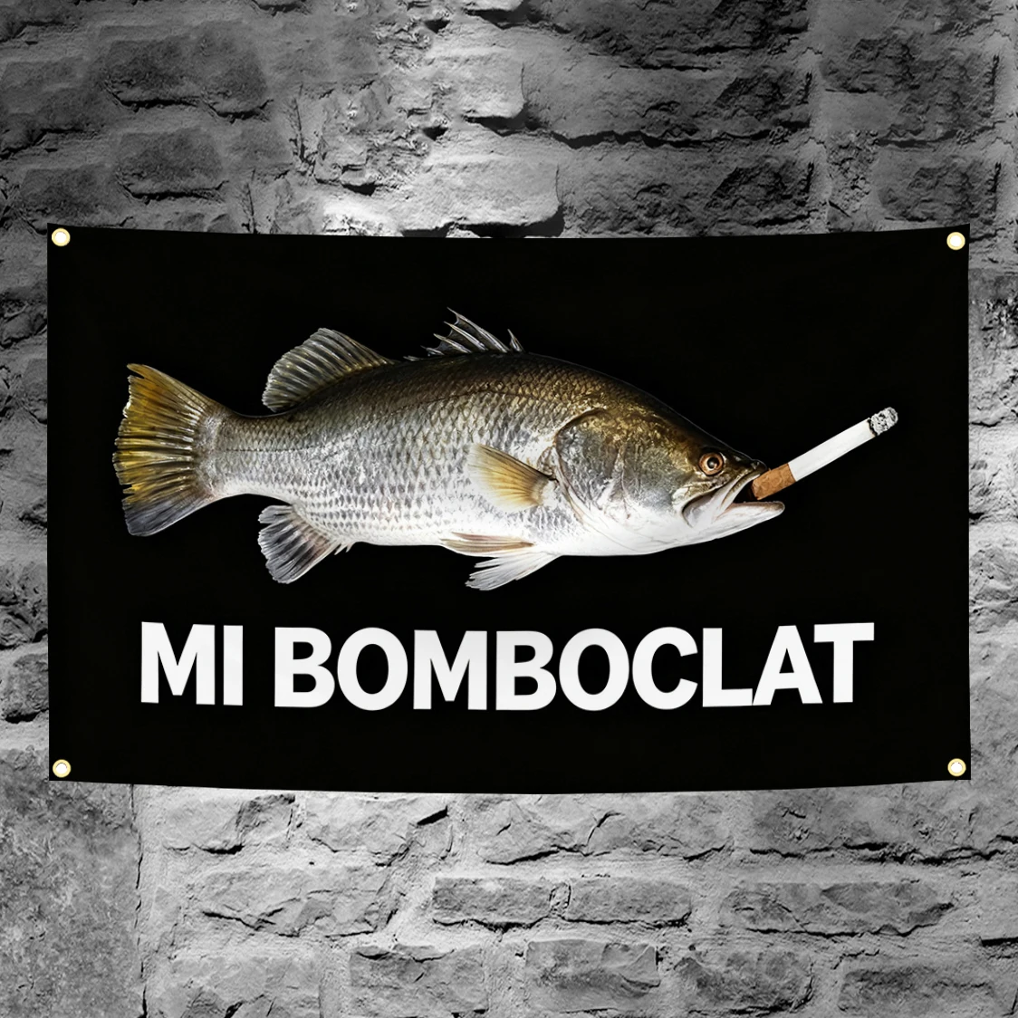 60x90cm 90x150cm 120x180cm Mi Bomboclat Fish Smoking Funny Meme Flag Tapestry Polyester Banner With Brass Grommets