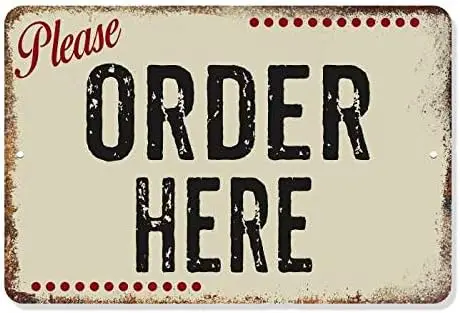 Order Here Logo Putty Restaurant Cafe Pickup logo Coffee Shop Decor Vintage Restaurant Rustic Wall Decor Gift 8 x 12 High Gloss