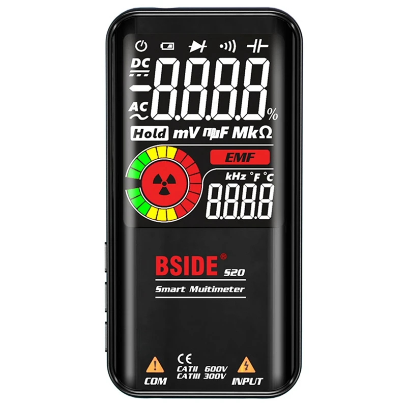 BSIDE S20 Digital Multimeter LCD 3 Results Display 9999 Counts Auto Range Voltmeter Rechargeable New ABS