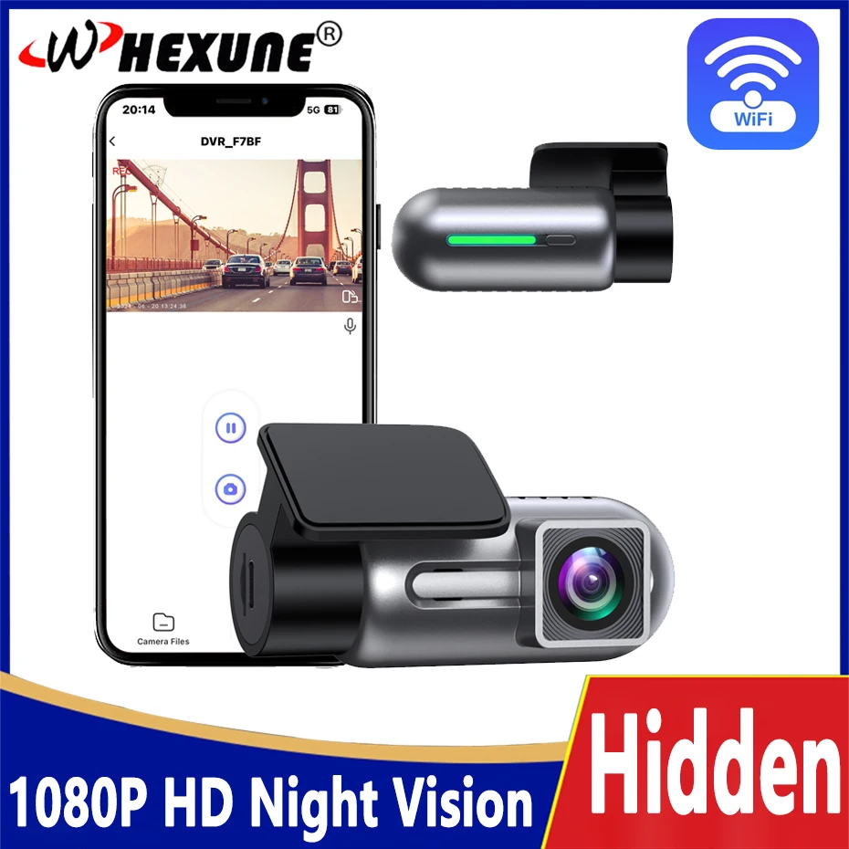 WIFI Dash Cam 1080P Car DVR for Car Camera Black Box Mini Camera Dashcam 24 Hour Parking Monitoring Loop Recording Night Vision