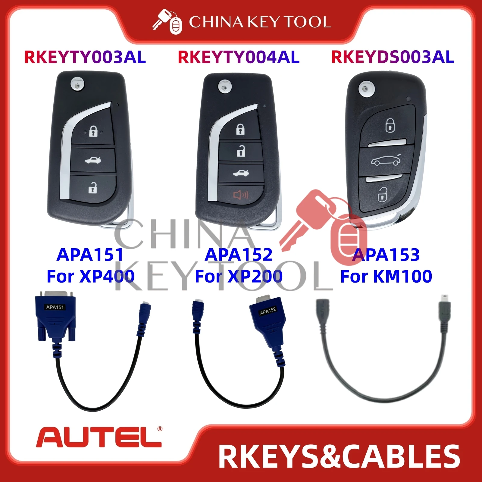 Autel Universal Wire Remote Key RKEYDS003AL RKEYTY003AL RKEYTY004AL Cables APA151 APA152 APA153 For EKEY & RKEY Generation
