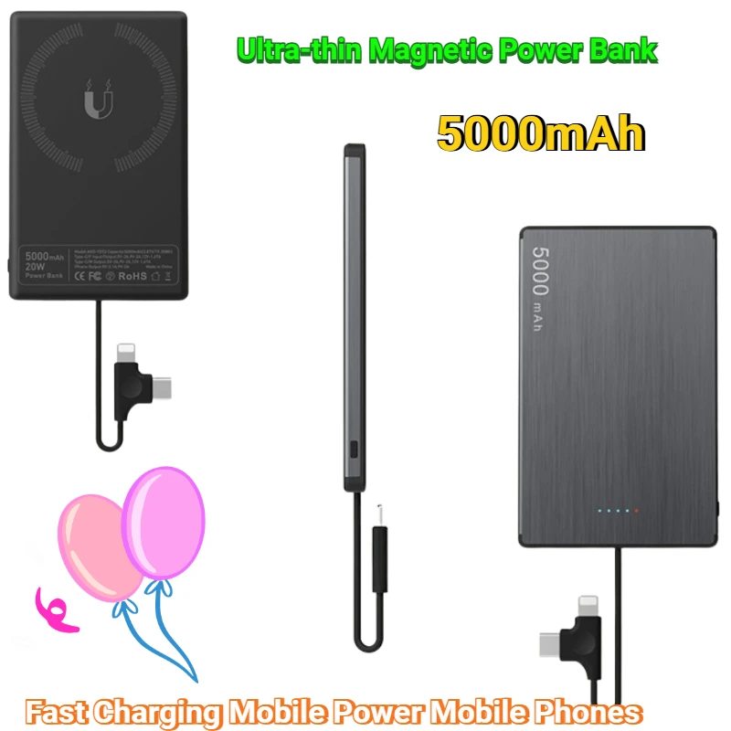 

5000mAh Ultra-thin Magnetic Power Bank Fast Charging Mobile Power Mobile Phones