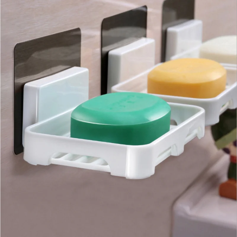 Bathroom Accessories Soaps Dishes Shower Soap Holder Wall Mount Drain Soap Dish Box Plastic Sponge Soaps Tray Kitchen Organizer