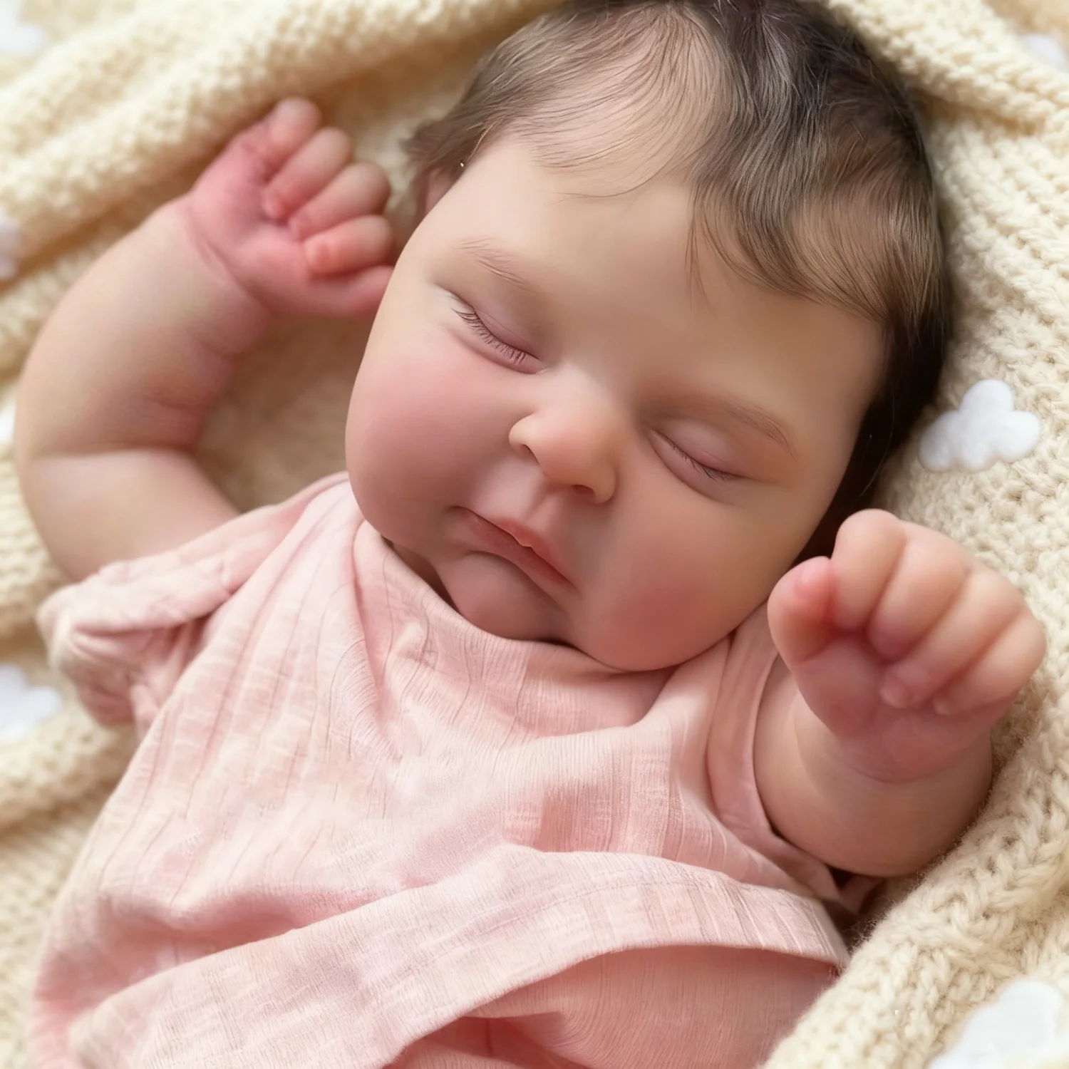 

BZDOLL 50 CM Asleep Reborn 3D Skin Baby Doll Toy For Girl Lifelike Vinyl Limbs Cloth Body 18 inch Real Look Doll Handmade