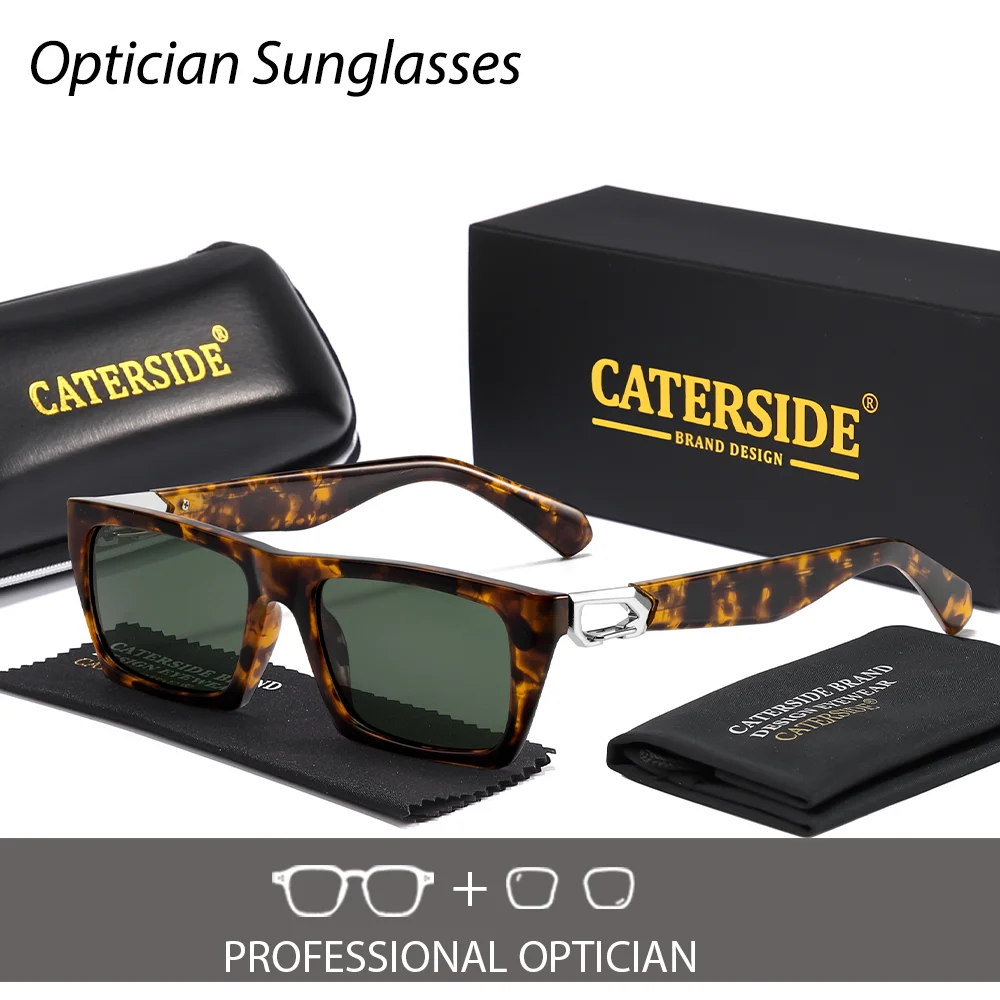 CATERSIDE الرجال النظارات الشمسية البصرية عالية الجودة مستطيلة عدسة وصفة طبية نظارات المرأة هدية مخصصة Suneyeglass UV400