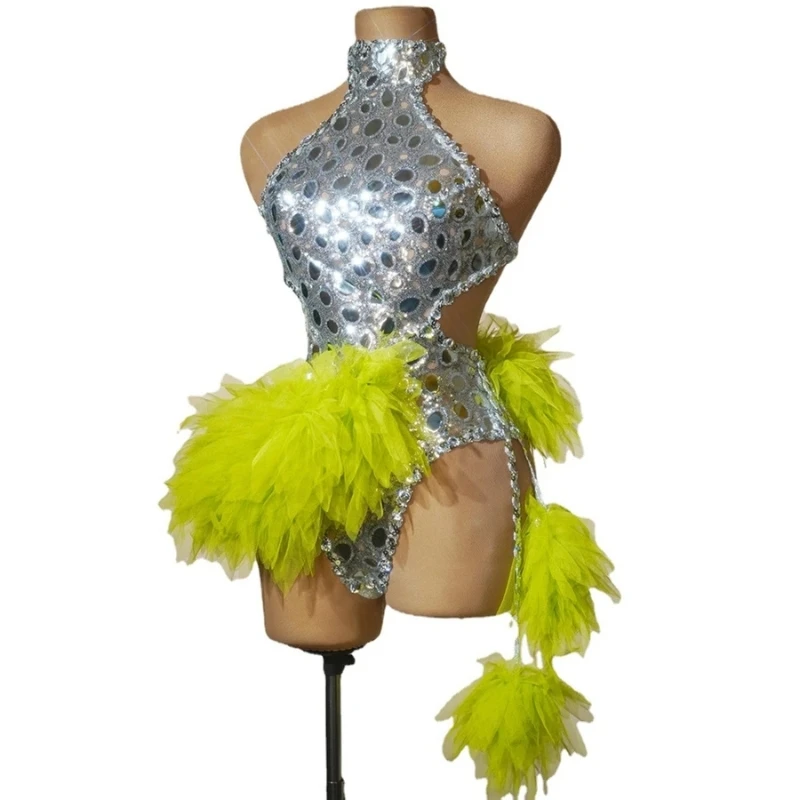 

Womens Rhinestones Pearls Backless Short White Feathers Dress for Celebrating Holiday Events Party Dancing Dress Decorated by