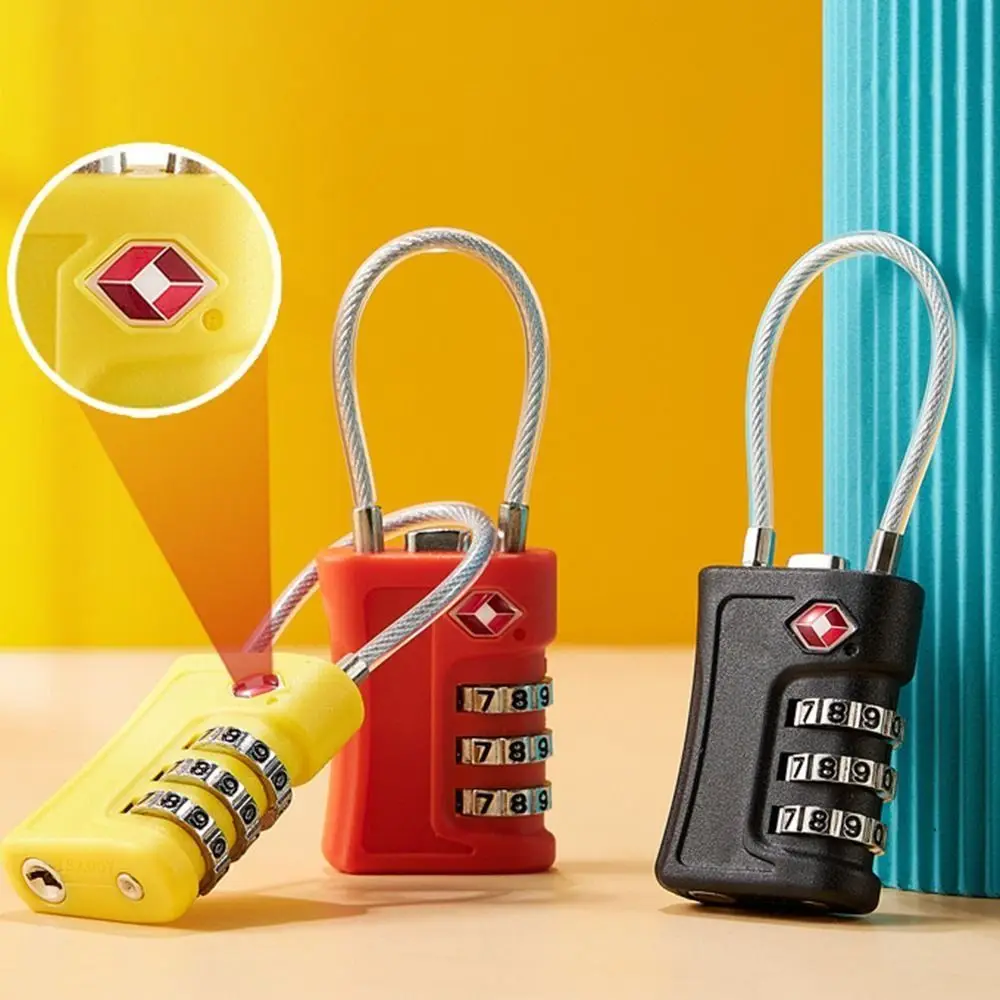 Portable TSA 3 Digit Combination Lock Anti-theft Wire Rope Suitcase Luggage Coded Lock Security Tool Padlock Cabinet Lock Travel