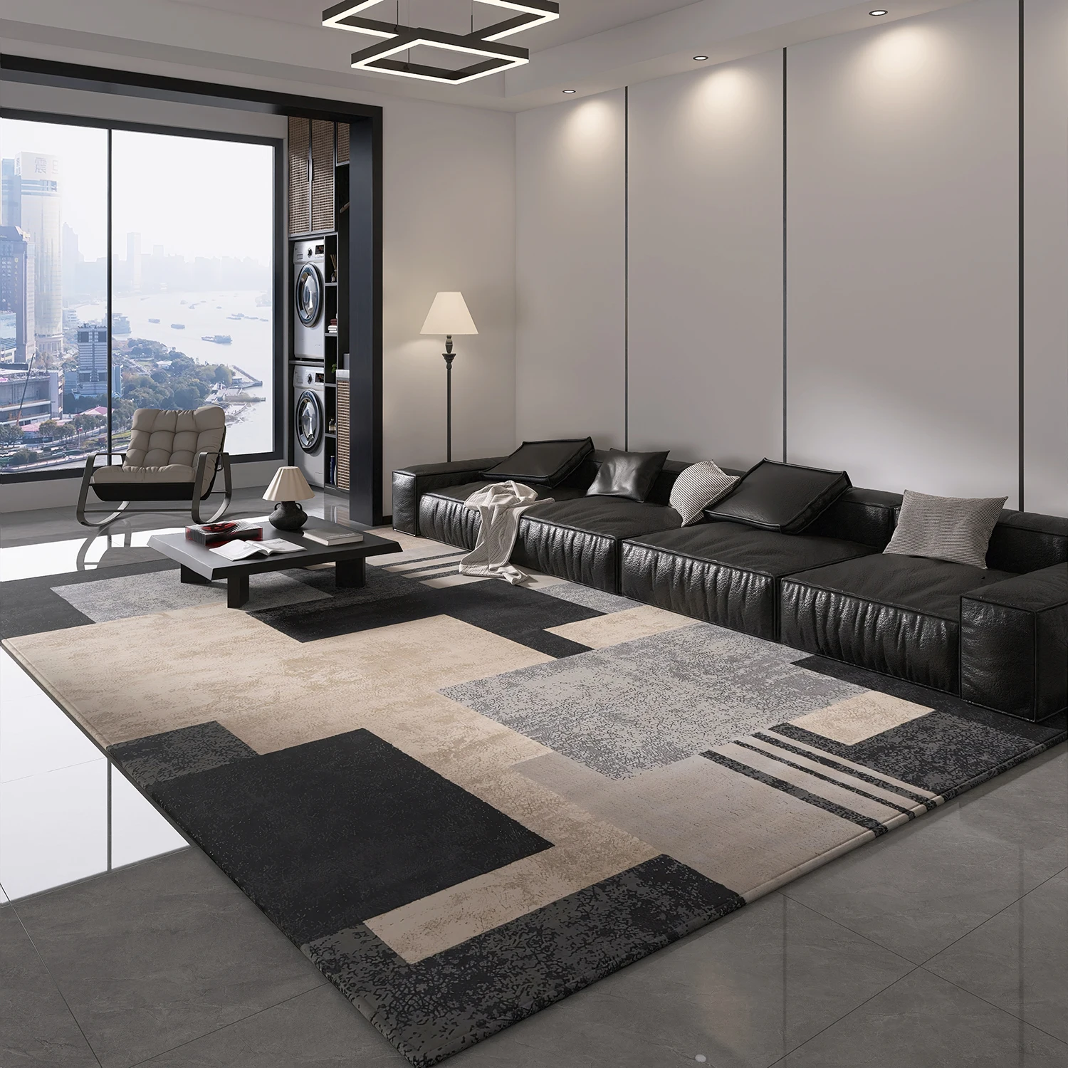 VIKAMA Retro-Stil Teppich Wohnzimmer Premium Sinn für Licht Luxus Haushalt Bodenmatte große komplette Schlafzimmer Nachttisch Teppiche