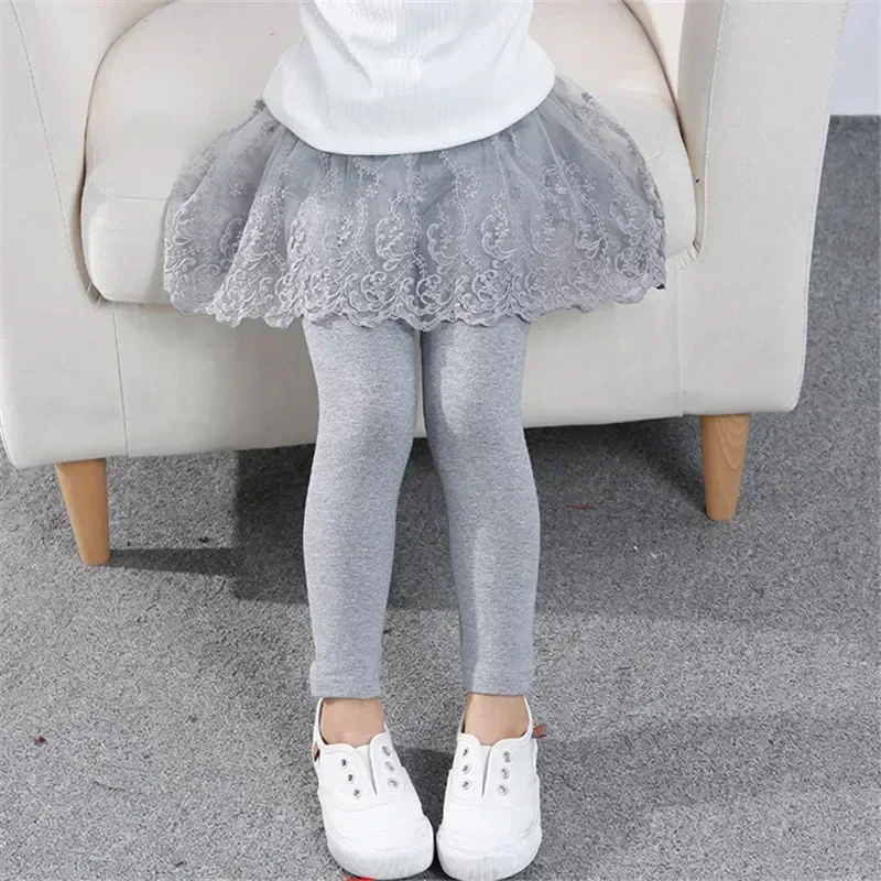 Baby Mädchen Leggings Frühling Herbst Kinder Spitzenrock-Leggings Niedliche Einfarbige Prinzessinnenkleidung 1-7 Jahre Kinderhosen – Detail 5