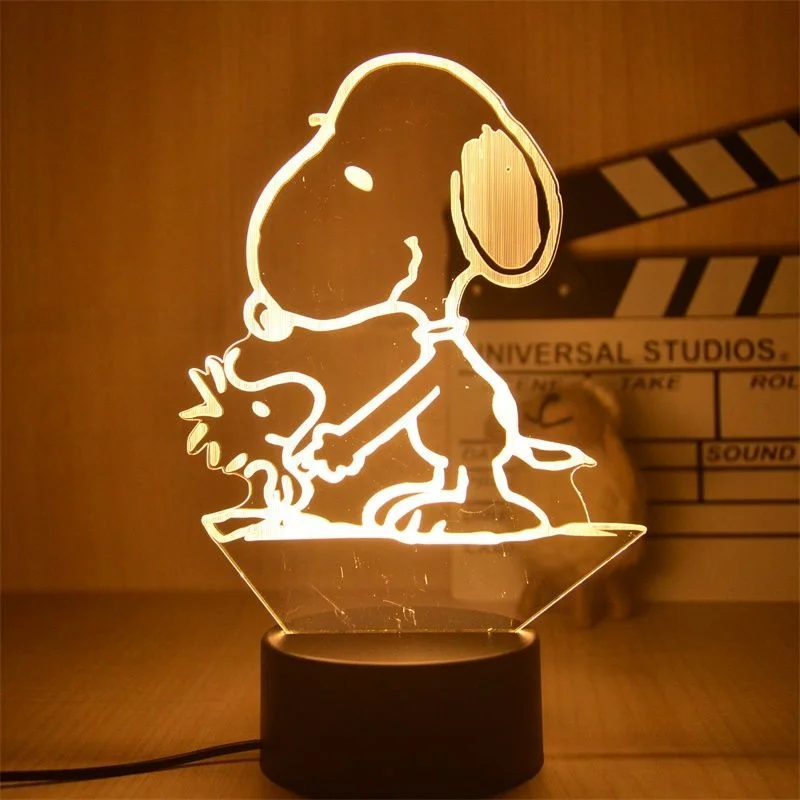 Snoopy Night Lamp Cute Cartoon LED camera da letto per bambini tavolo Lampe Kawaii Anime Home Desktop decorare forniture regali per bambini