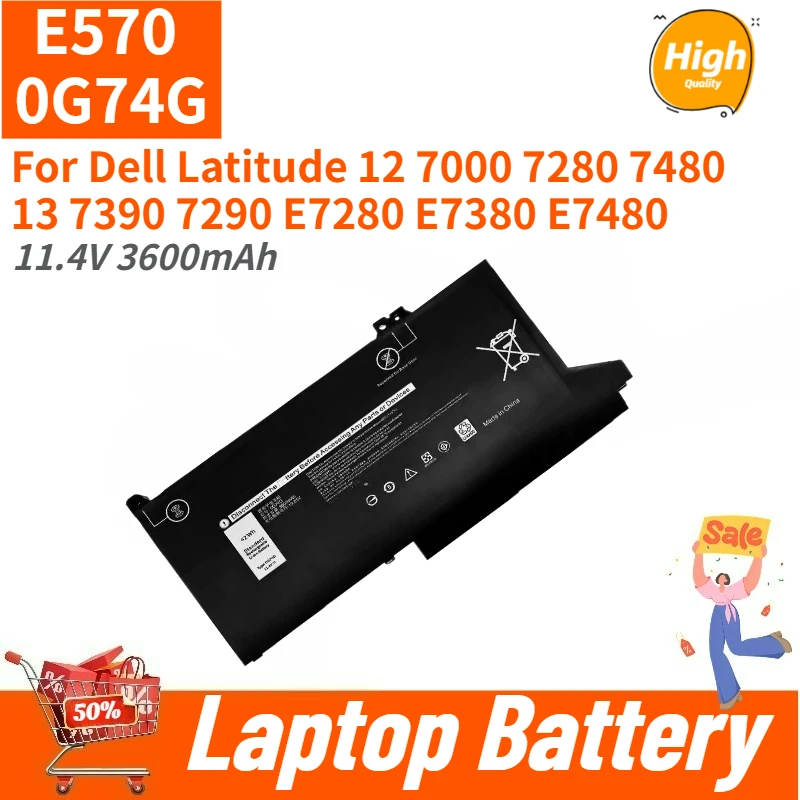 

0G74G Laptop Battery 11.4V 3600mAh for Dell Latitude 13 E7280 E7380 E7480 7390 7290 12 7000 7280 7480 Brand New High Quality