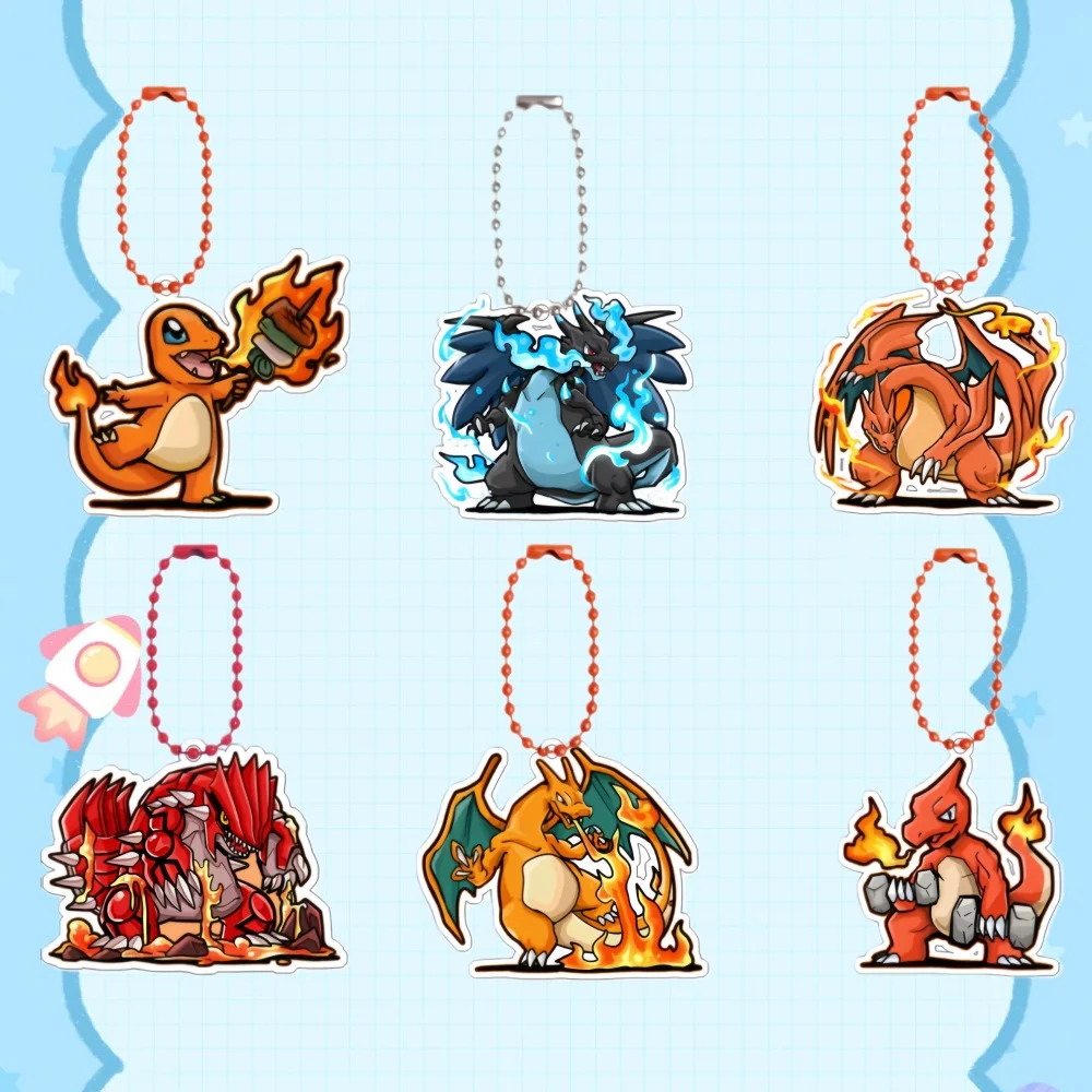 

For Pokemon Charizard Groudon Charmander Diy Cartoon Acrylic KeyChain Anime Classics Collection Backpack Accessories Pendant