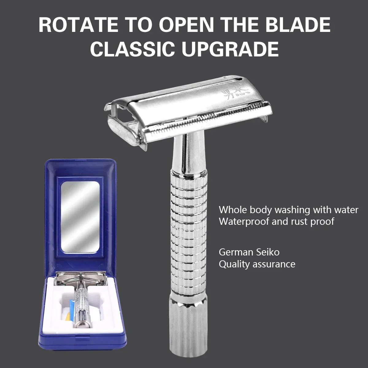 Double Edge Safety Razor Men\'s Double-Sided Safety Stainless Steel Manual Razor Non-slip With Handle Replacement Blades