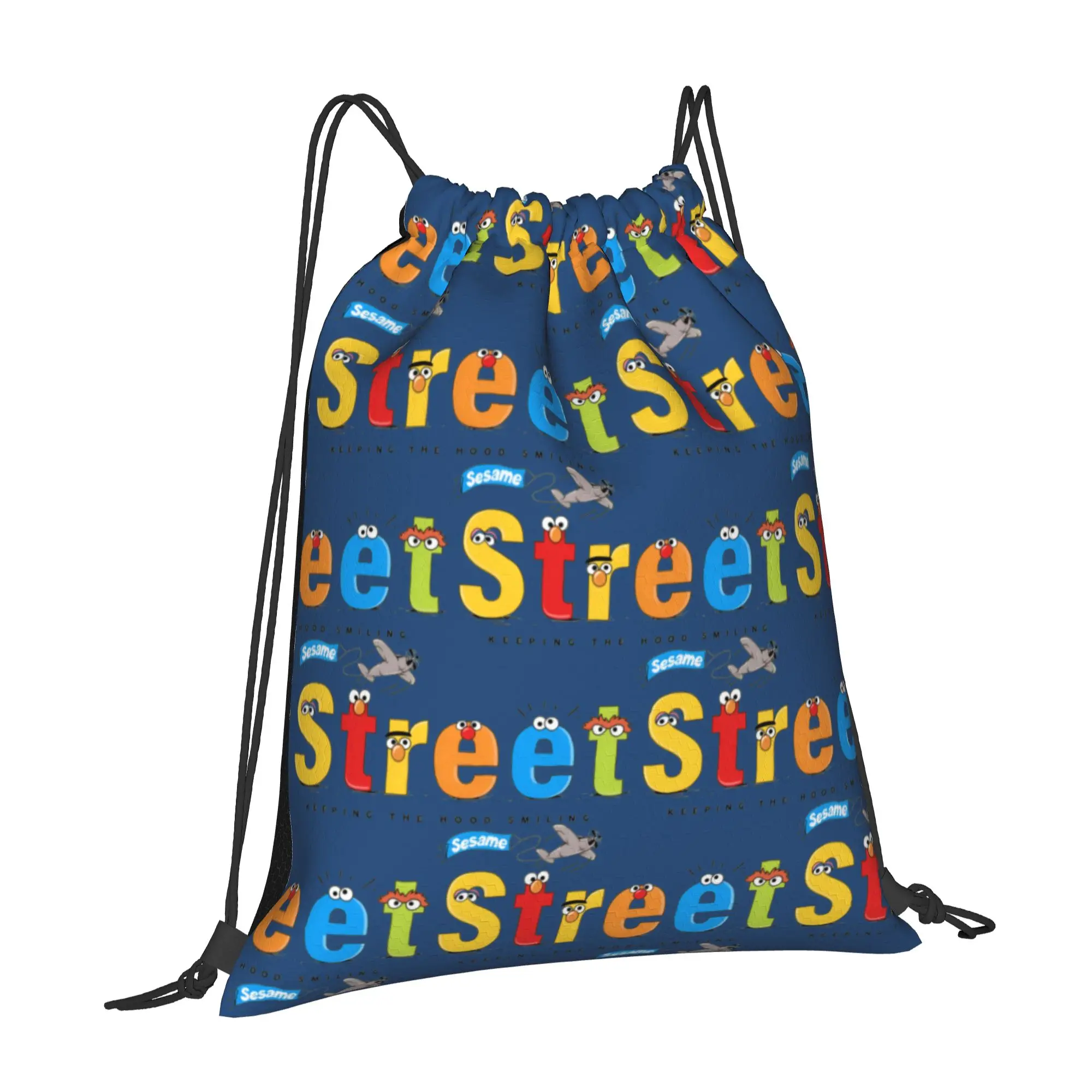 Custom Cookie Monster Drawstring Bag Women Men Lightweight Cartoon Sports Gym Storage Backpack view 2