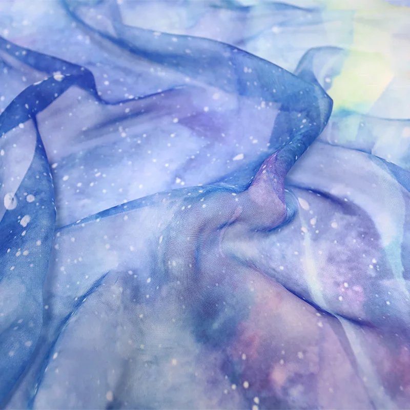 Starry Sky Gradientผ้าชีฟองDIY Starry Dreamเครื่องแต่งกายชุดเย็บหัตถกรรมสไตล์จีนHanfu Handmadeวัสดุ 1x1.5M