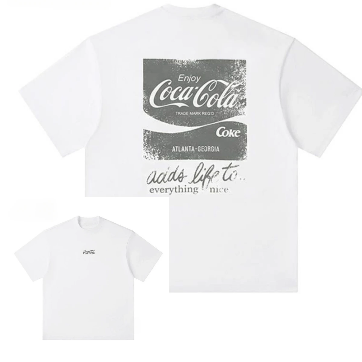 Cola Gradient Dispersed Print Short-Sleeved Shirt Graphic Printing High-end Luxury Unisex Style Both of Men and Women
