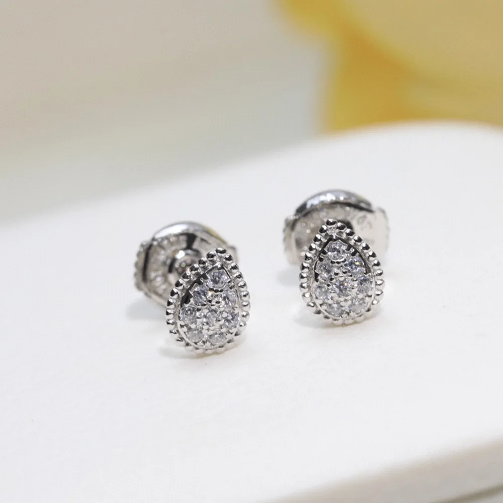 Fashionable S925 Sterling Silver Droplet Earrings Anti Allergy Women's Wedding Jewelry Exquisite Accessories Sweet Romantic New