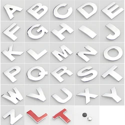 1Pcs 3D Metal 45mm 25mm DIY Letters Alphabet Emblem Numbers Chrome Labeling Car Sticker Digital Badge Accessories Motorcycle