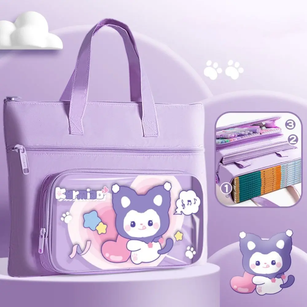 3-Layer Capybara Tote School Bag Large-capacity Multifunction Capybara Tutorial Bag Handheld Portable Cartoon A4 File Bag