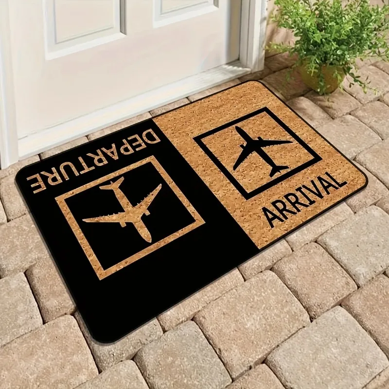 

Plane Arrivals and Departures Front Door Entrance Mats Home Decor Washable Aircraft Airport Bath Non-slip Doormat Kitchen Mat