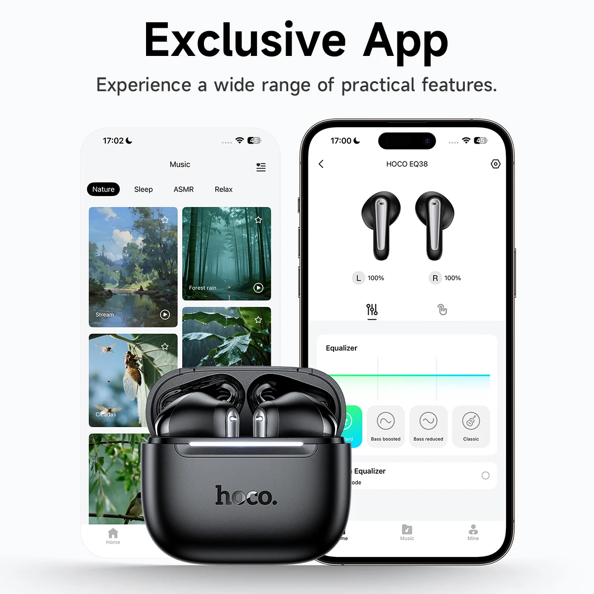 HOCO EQ38 Bluetooth Headsets Semi In Ear Wireless Earphones Stereo Earbuds Sports Headphones with Microphone For Samsung IPhone