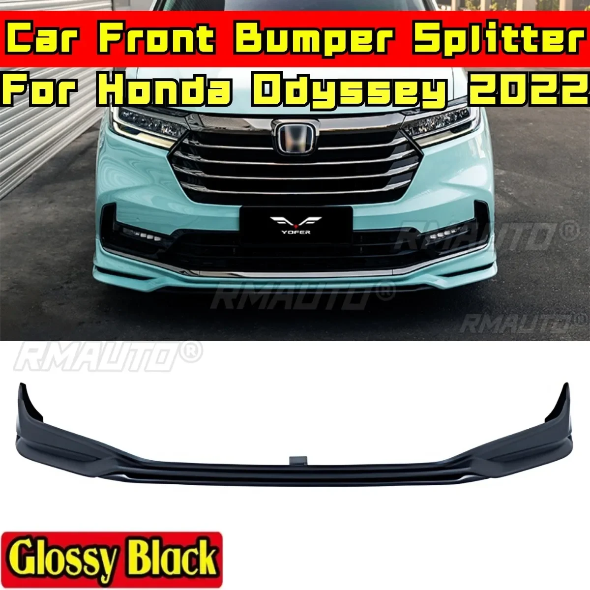 Para Odyssey Body Kit parachoques delantero divisor negro brillante estilo YOFER alerón de parachoques delantero para Honda Odyssey 2022 accesorios de coche