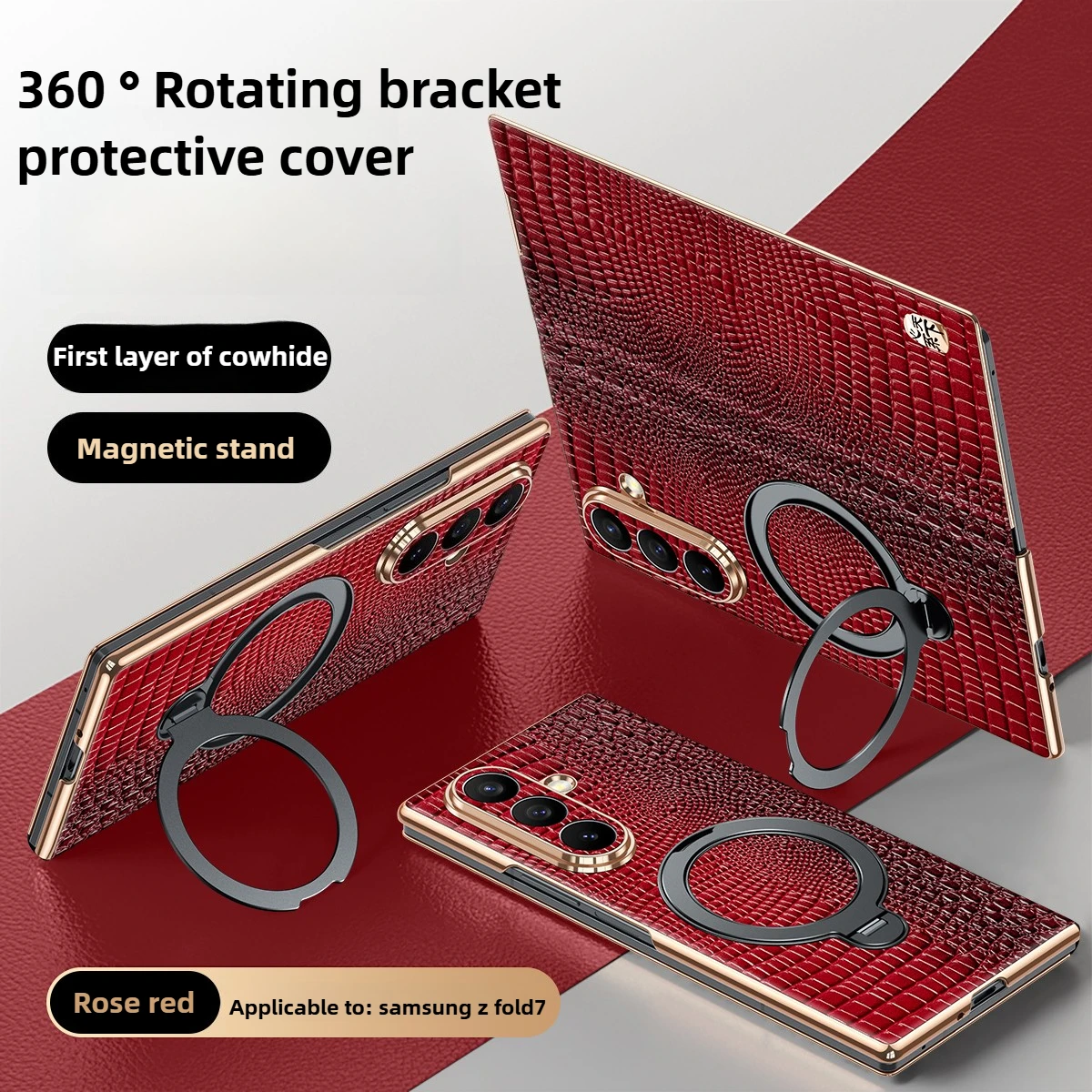 

Вращающаяся подставка для Samsung W25, чехол из натуральной кожи Samsung Z Fold7, магнитный кожаный флип-чехол с полным покрытием для Samsung Z Fold5