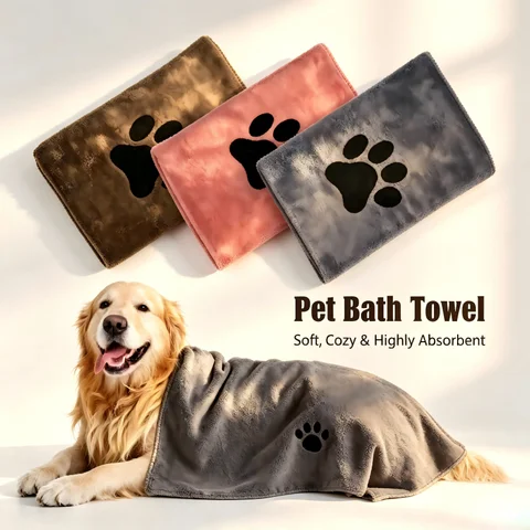 Microfiber Pet Bath Towel for Dogs And Cats Super Soft Absorbent Embroidered Grooming Towel 35x75cm/50x100cm Sizes
