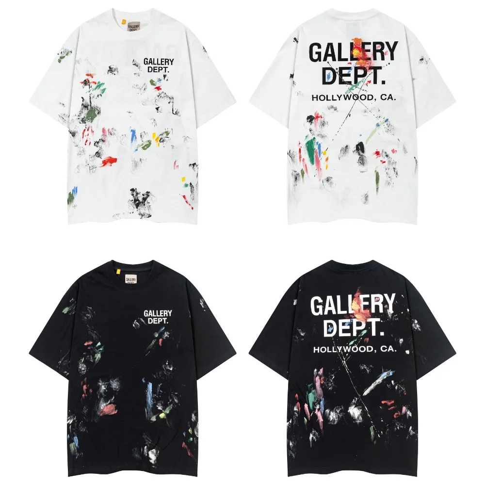 GALLERY DEPT Vintage ink splashing graffiti printing loose short-sleeved T-shirt