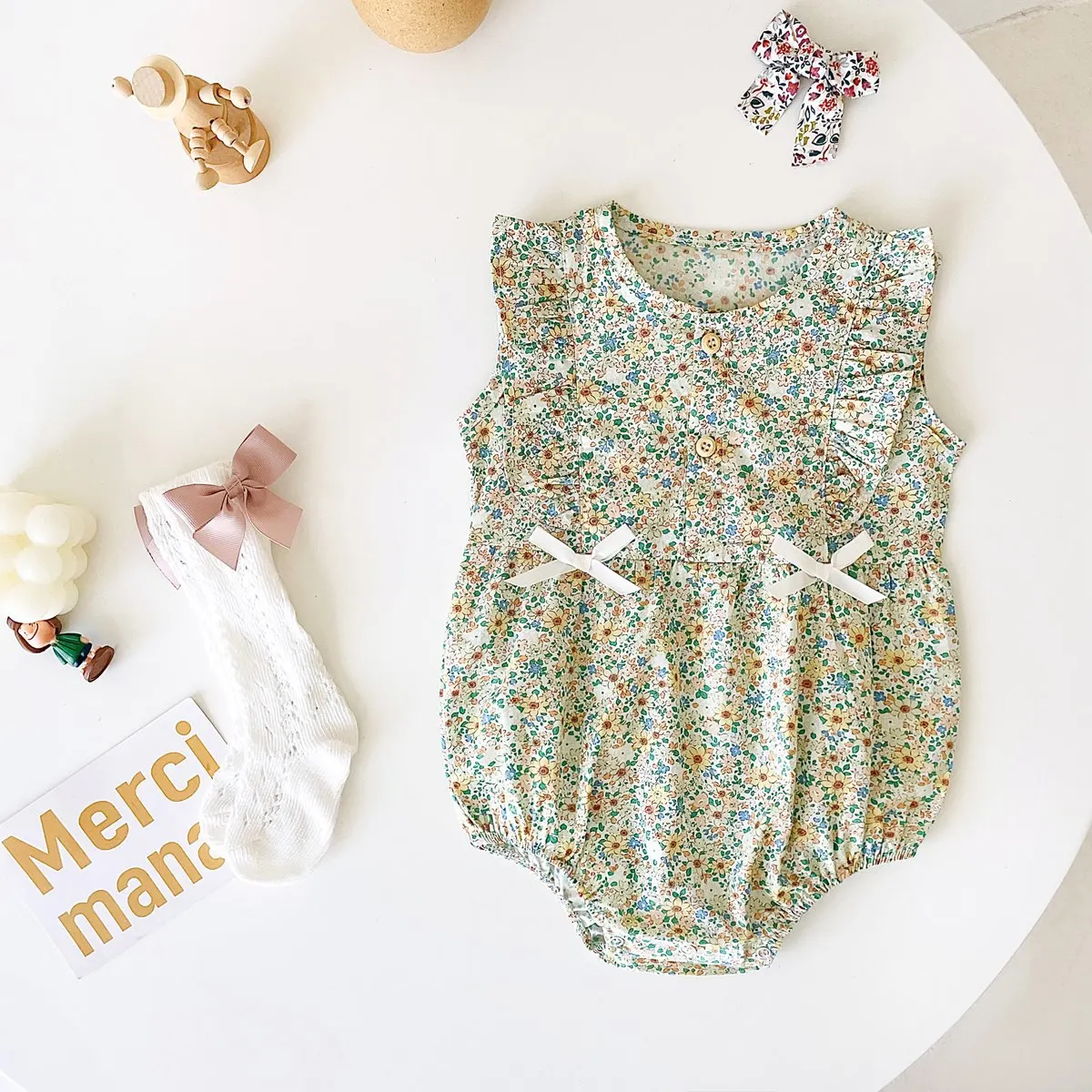 

0-24M Newborn Kid Baby Girls Clothes Flower Print Romper Summer Ruffles Sleeveless Floral Jumpsuit Cute Sweet Cotton Baby Outfit