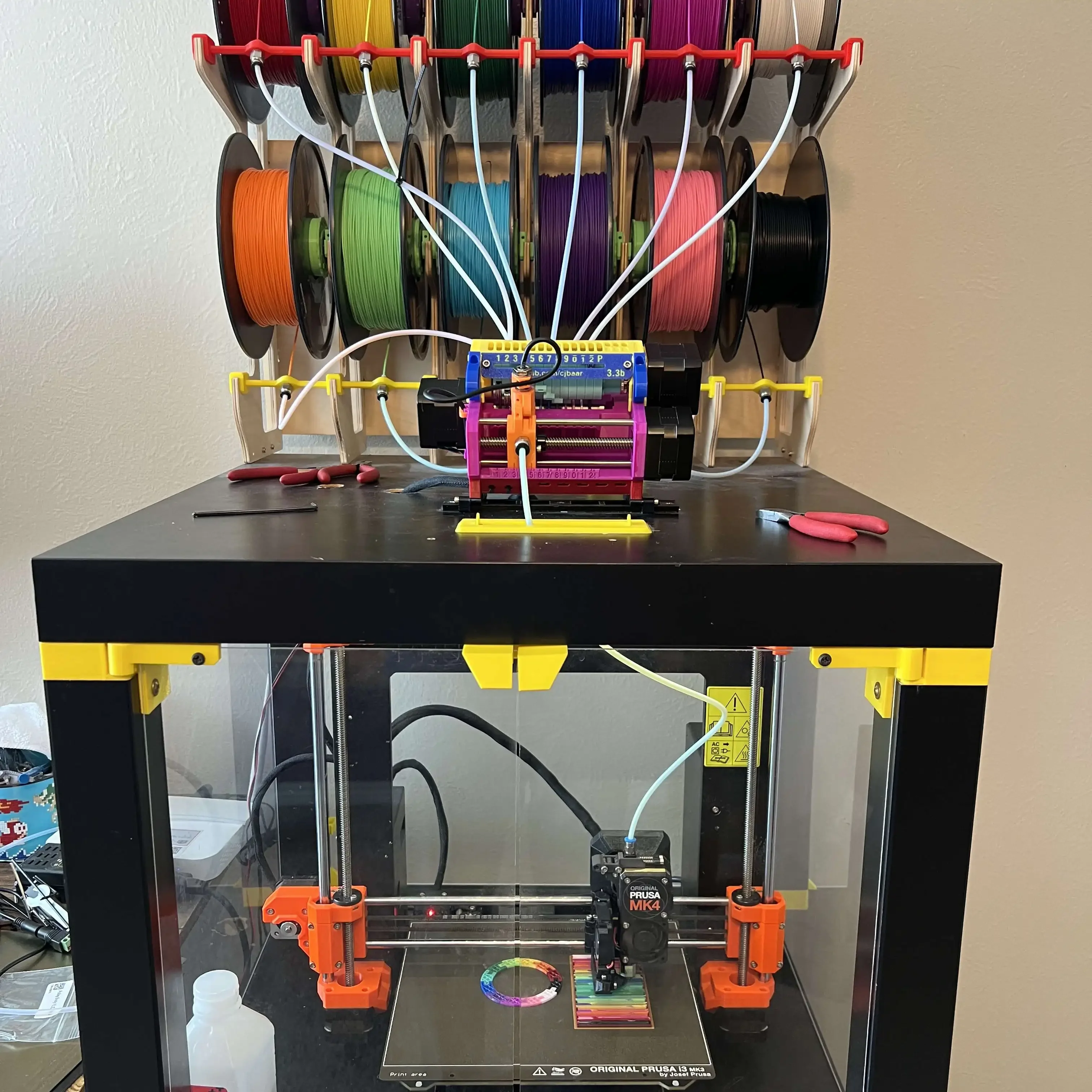Image of Blurolls Prusa I3 MK3S+ MK4 MK4S Core One MMU3 12X Filamente Multi Color Feeder 3D-Druck-Upgrade-Kit