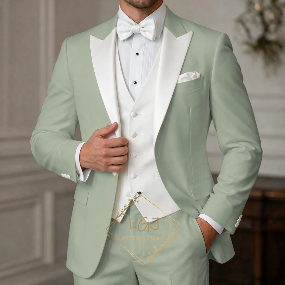 Men’s Custom‑Fit 3‑Piece Formal Outfit, Contrast Fabric Shawl Collar for sunlit backyard wedding reception gatherings