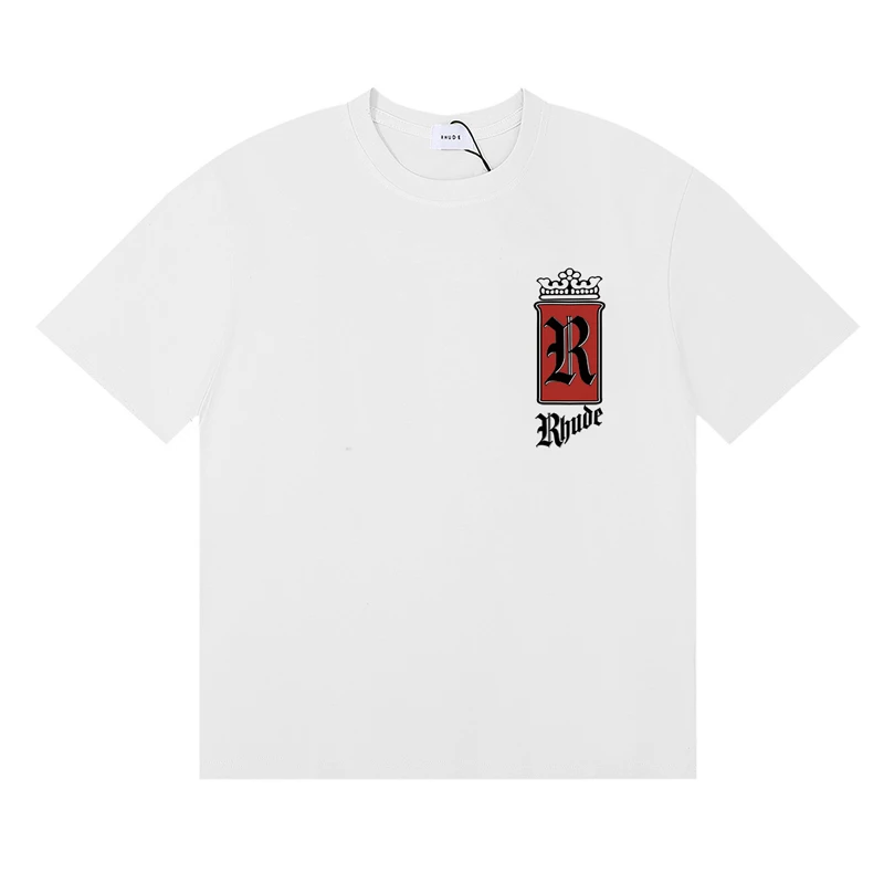 New Arrival High Quality Identical Multi Color Rhude Top Letter Print Men's Women's Loose T-shirt