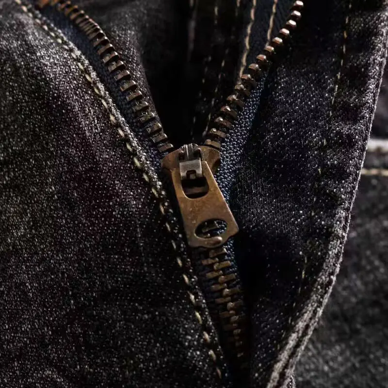 Fashion Designer Men Jeans High Quality Retro Black Gray Stretch Elastic Slim Fit Ripped Jeans Men Vintage Denim Pants Hombre