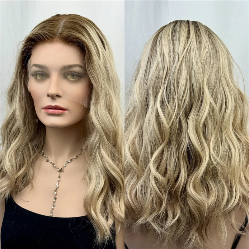 

Косплей Ежедневная вечеринка 13x4 Ombre Золотисто-русый мелирование HD Синтетический парик фронта шнурка Парик высокой плотности Натуральная предварительно выщипанная линия волос