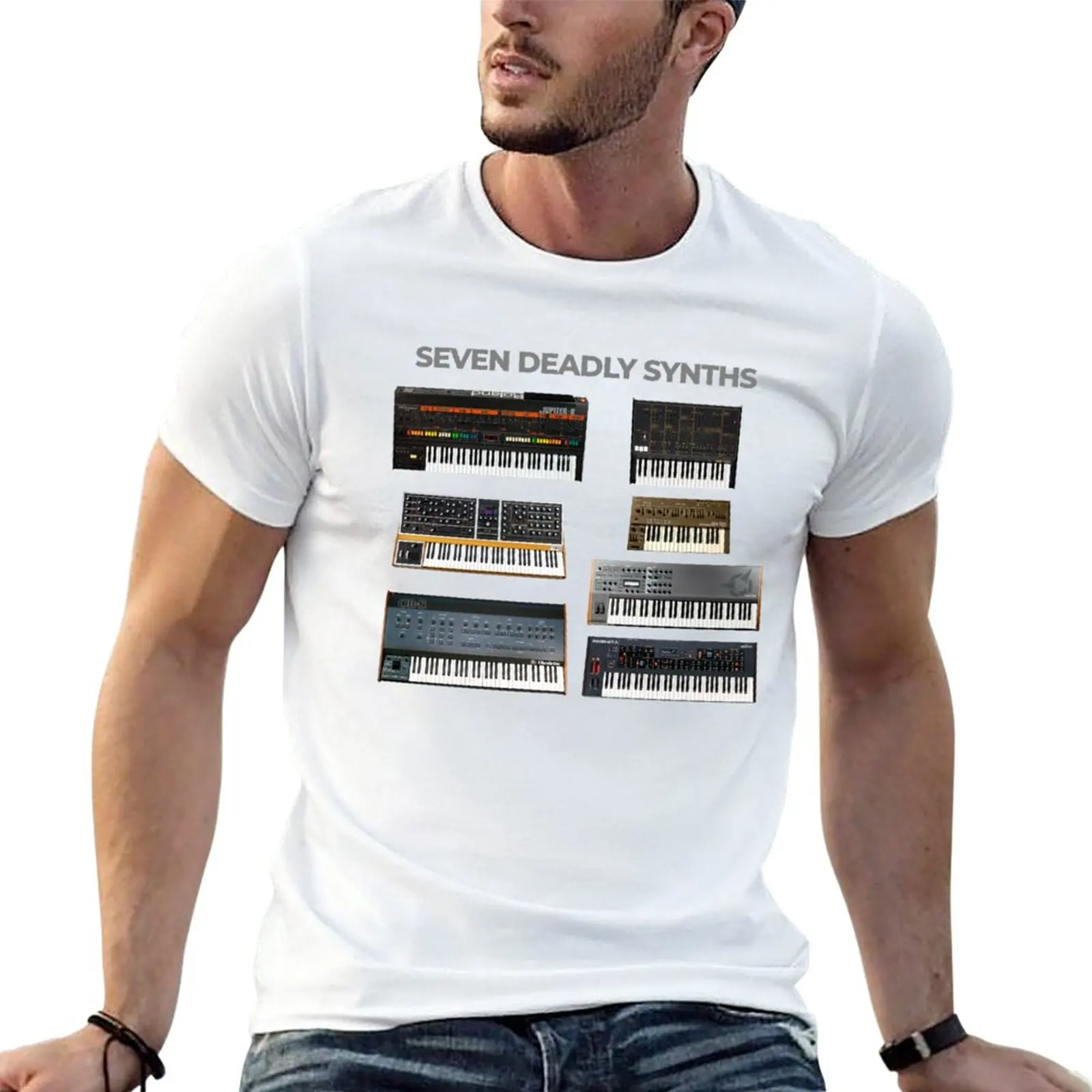 New Seven Deadly Synths T-Shirt T-shirt for a boy tops Aesthetic clothing vintage clothes mens t shirts casual stylish