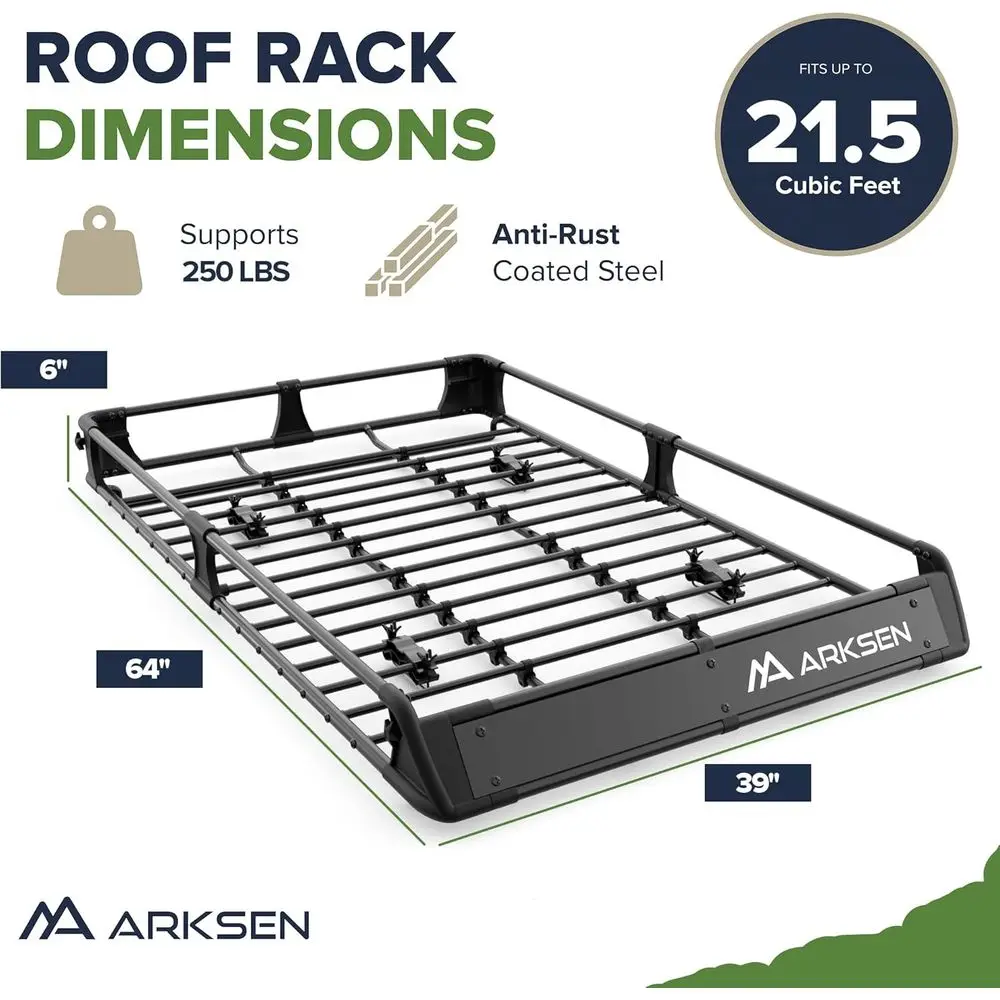 2-in-1 Adjustable Airing Roof Cargo Basket, 64 x 39, Heavy Duty Steel, 250 lbs Capacity, Suitable for SUVs, Trucks, and Large It