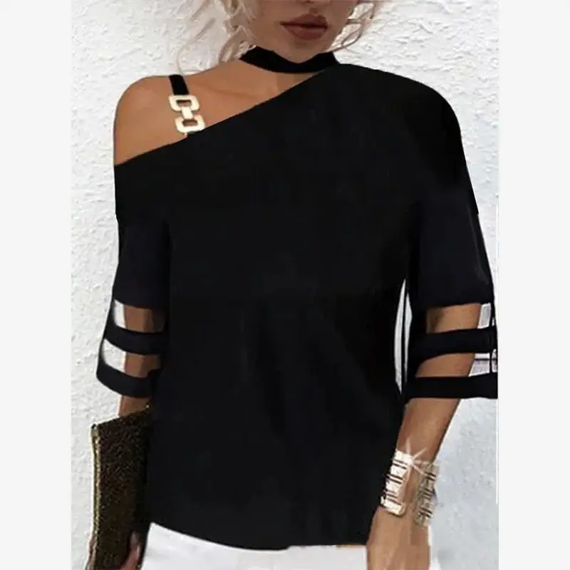 

Женская футболка oulder Bared V-Ne Pure Bla Svel Commute Sle Regular Fit ort Sve Футболка для молодых женщин