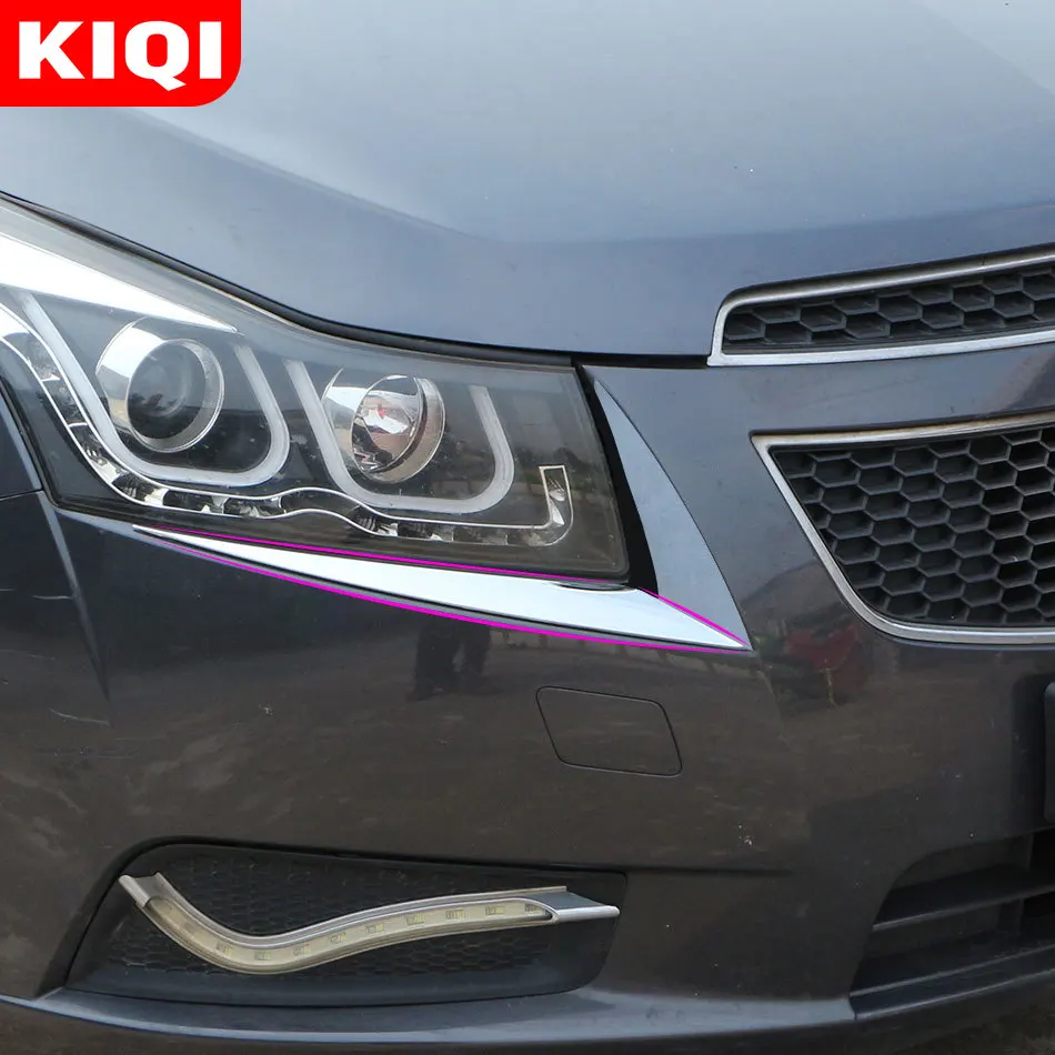 ABS Chrome Headlight Trim Sticker Lamp Eyebrow Cover Decoration Strip Stickers for Chevrolet Cruze Sedan Hatchback 2009-2014